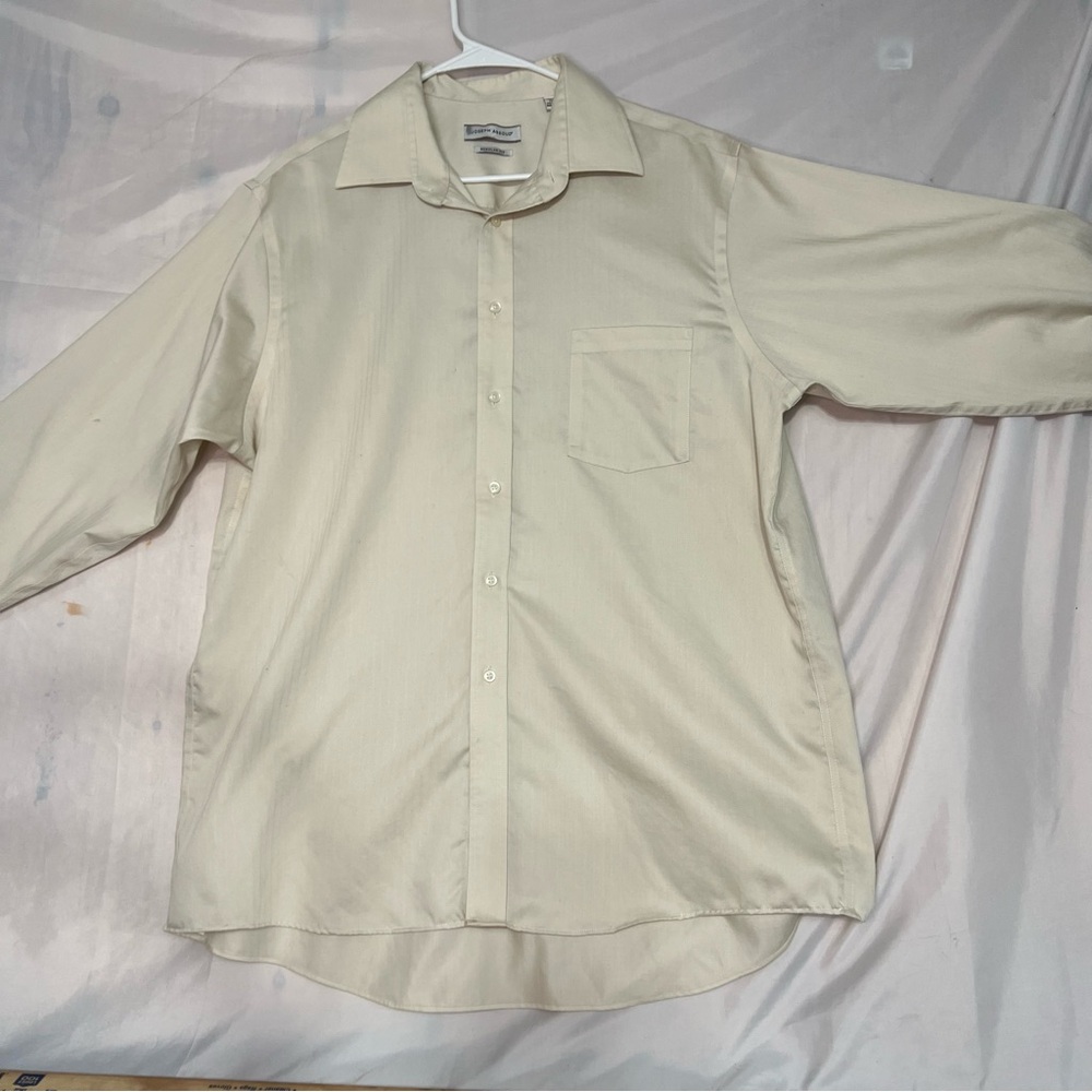 Joseph Abboud Yellow Button Up Shirt Mens 17 34/35 Long Sleeve Non Iron Shirt
